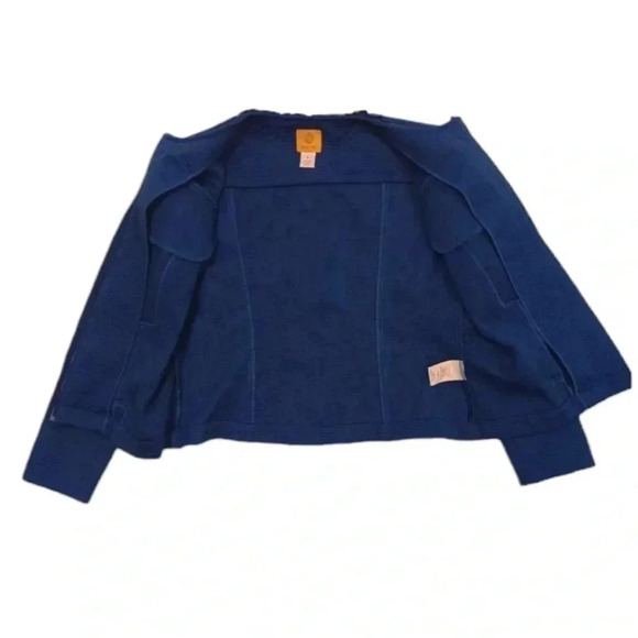 Ruby Rd. Blue Textured Ruffles Zip Up jacket Size 8 - Picture 7 of 11
